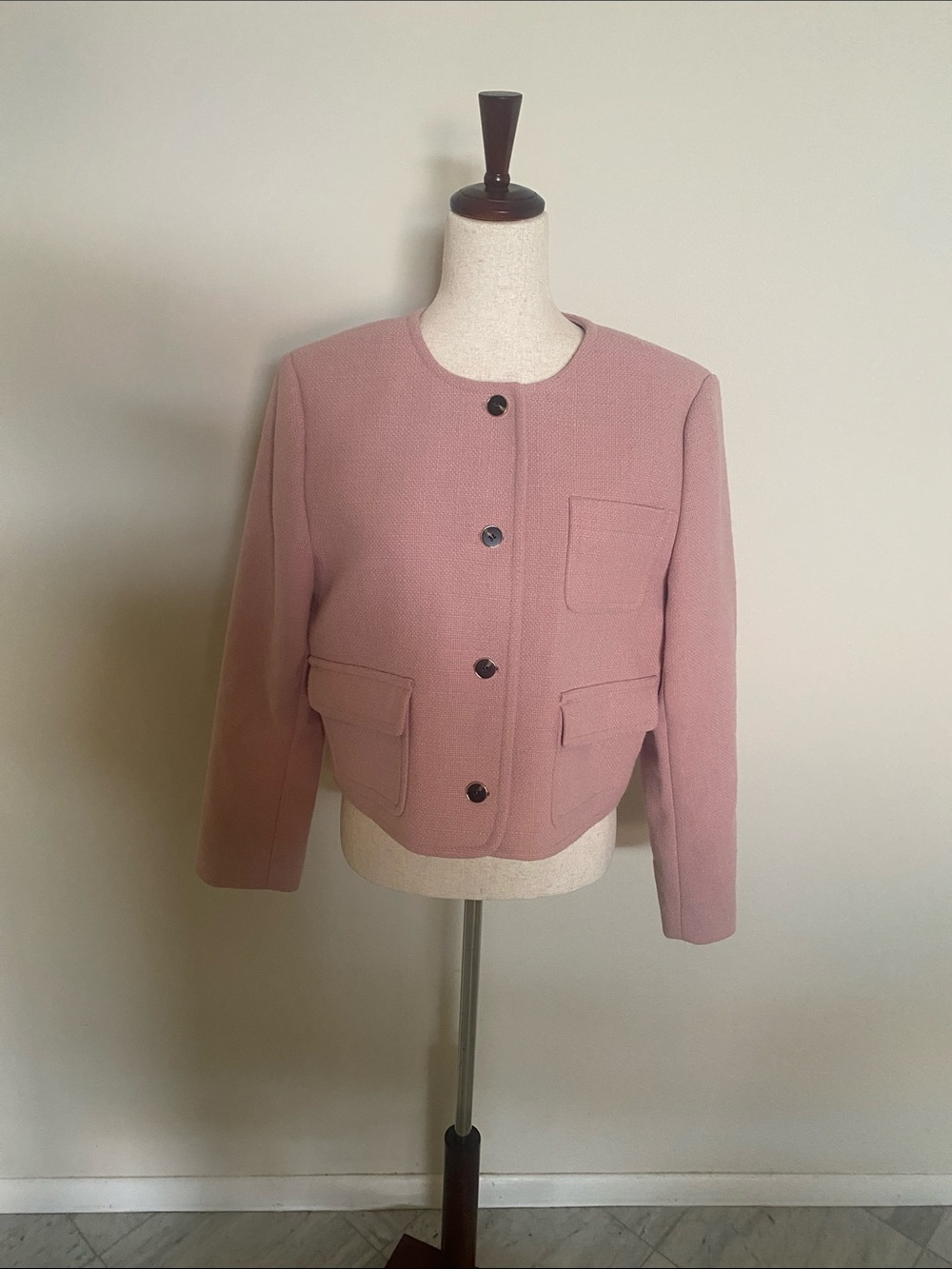 Ann Taylor Pink Boxy Button Jacket